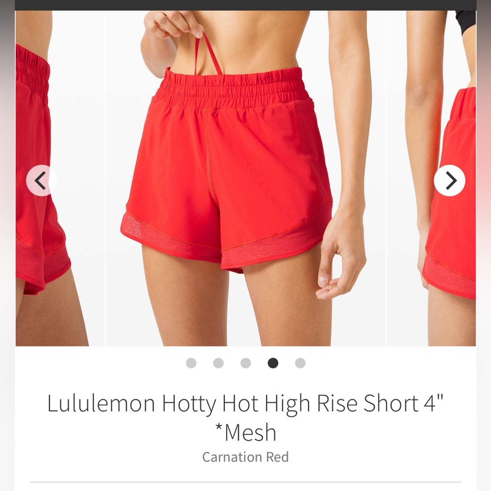 Lululemon Hotty hot shorts. Carnation red.